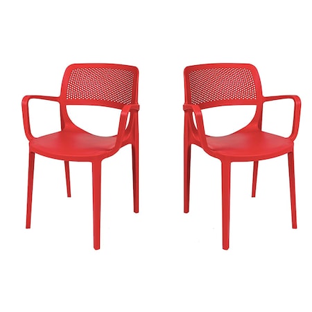 Rainbow Outdoor Mila Set of 2 Stackable Armchair-Red RBO-MILA-RED-AC-SET2